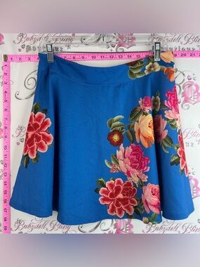 MINKPINK skirt flowers floral pink red green Royal Blue Floral Circle Skirt